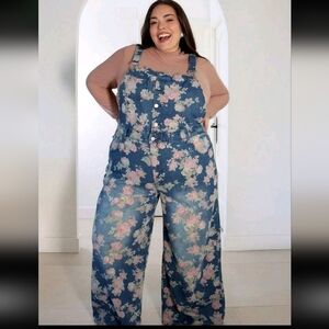 Floral Print Denim Overalls for Women